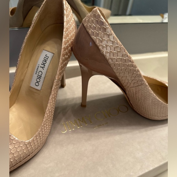 Jimmy Choo Abel Snake-Effect & Patent Leather Pointed Toe Pumps - 35.5 - Picture 8 of 8